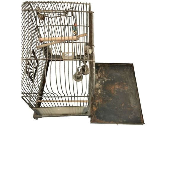 Crown Metal Bird Cage Antique Distressed Shabby Swing Decorative Door - Picture 6 of 13